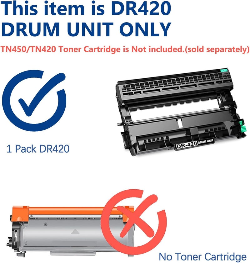 HIGCOR وحدة طبل DR420 بديلة لطابعة Brother DR 420 DR-420 تعمل مع HL-2270DW HL-2280DW MFC-7360N DCP-7065DN Intellifax-2840 Intellifax-2940 (1 عبوة، ليست حبر) - Image 4